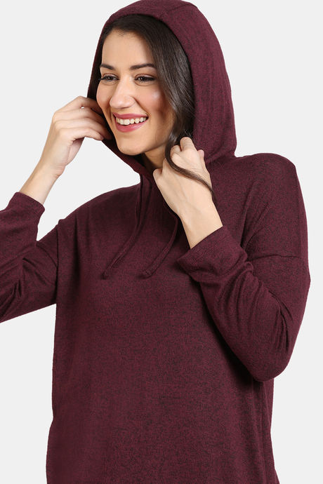 Zivame Light Jaspe Knit Poly Lifewear Set - Windsor Wine — image 5